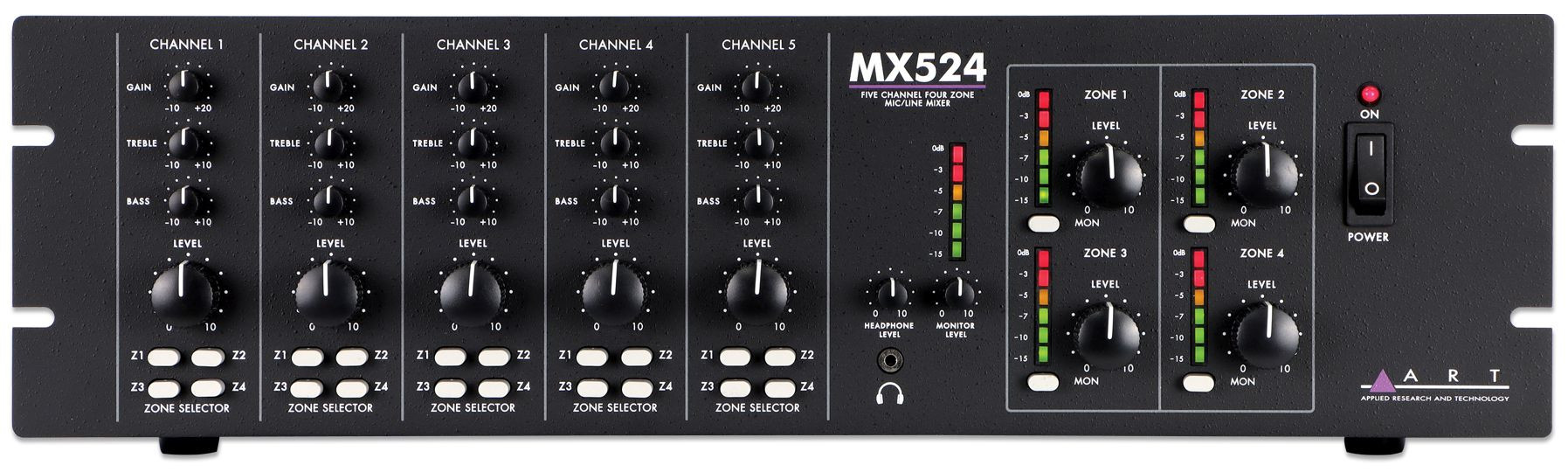 Hlavní obrázek Rackové, zónové a automatické mixážní pulty ART MX524 Five Channel Four Zone Mic/Line Mixer