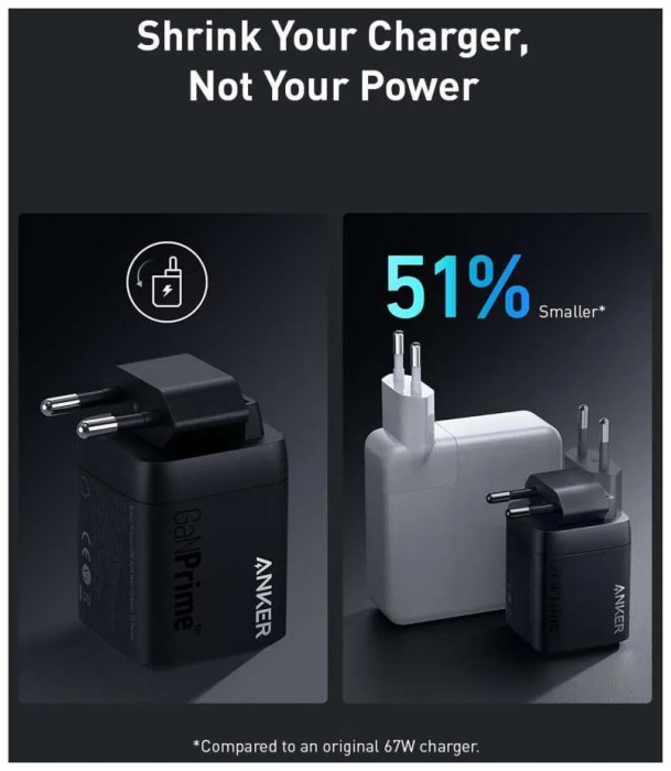 Hlavní obrázek Powerbanky a nabíječky ANKER 735 Prime Wall Charger 67W, 1A/2C - Black