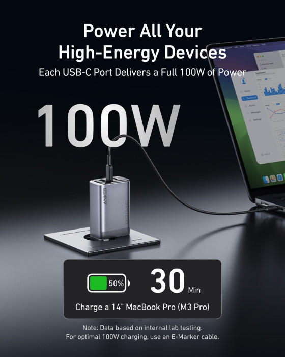 Hlavní obrázek Powerbanky a nabíječky ANKER Prime Charger 100W 3 Ports GaNPrime Silver