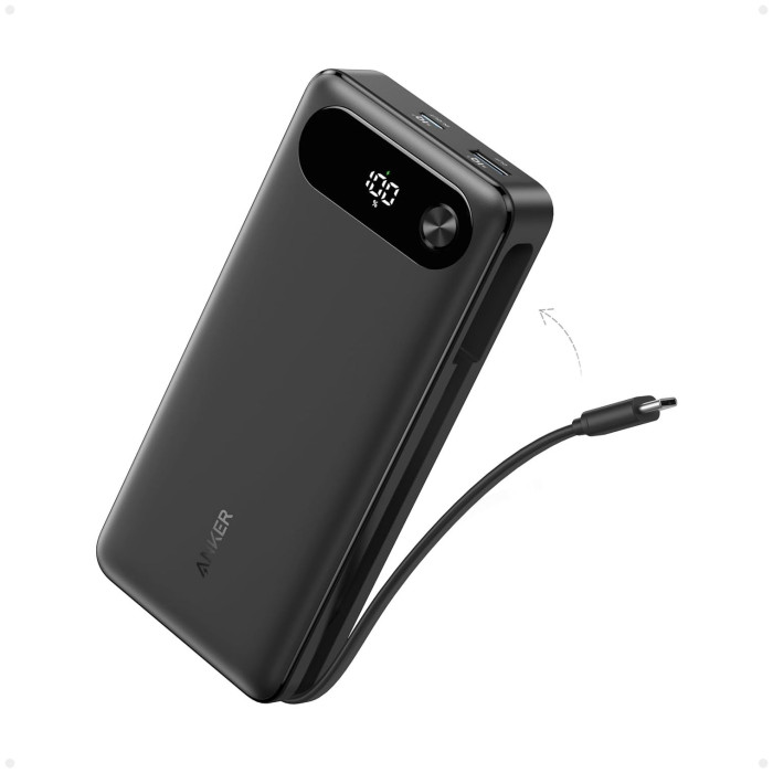 Levně Anker Power Bank 20K, 87W, Built-In USB-C Cable, Black