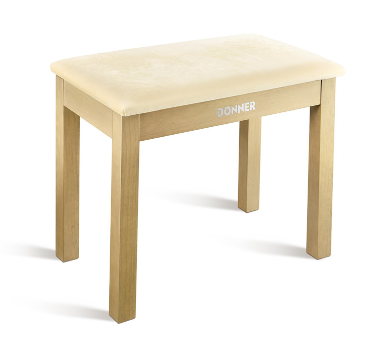 Levně Donner Light Wood Color Piano Bench with High-Density Suede Cushion - Beige