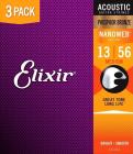 ELIXIR 16546 Nanoweb Phosphor Bronze Medium (13-56) 3-pack