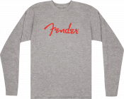 FENDER Spaghetti Logo L/S T-Shirt, Heather Gray, XL